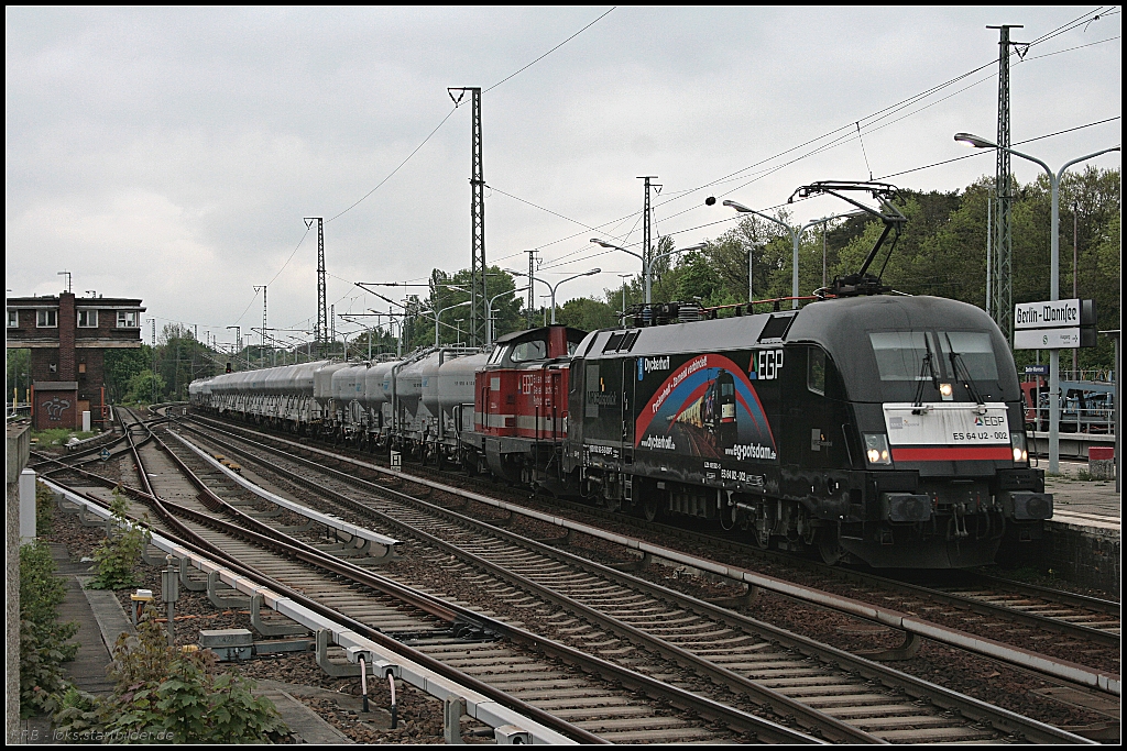 EGP ES 64 U2-002 / 182 502 und EGP 212 024-4 mit dem DGS 92594 nach Salzkotten (Berlin Wannsee 14.05.2010)