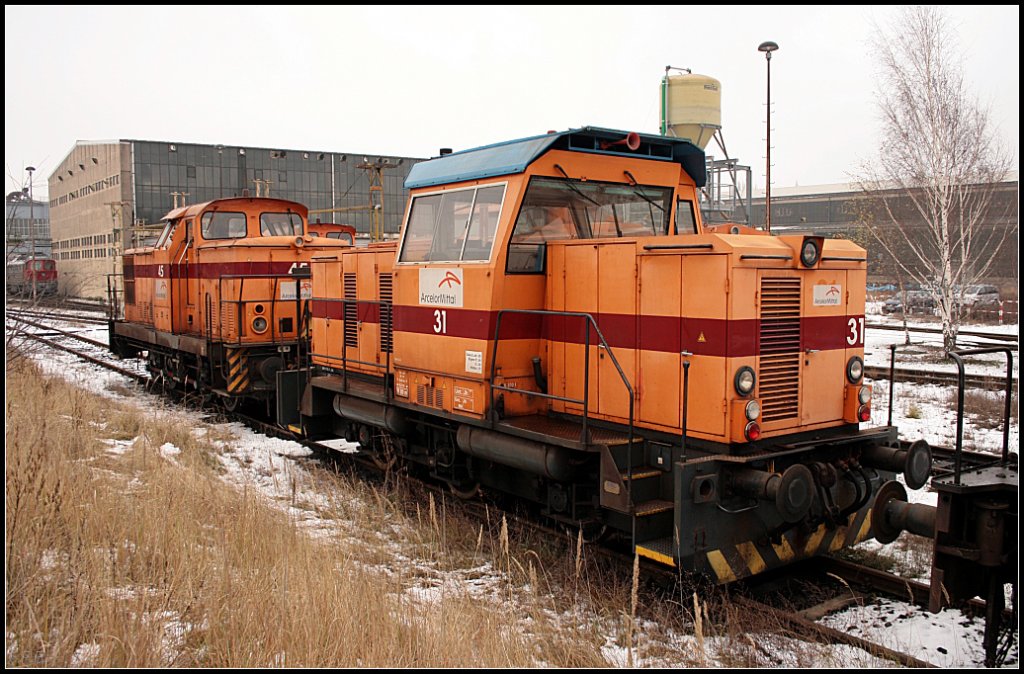 EKO 31 auf dem Freigel�nde von EKO Stahl. Gebaut wurde die Lok bei CKD 1965 (ex JLS Jihlava 711 801, Cepro 710 657, gesichtet Eisenh�ttenstadt 24.12.2009)
