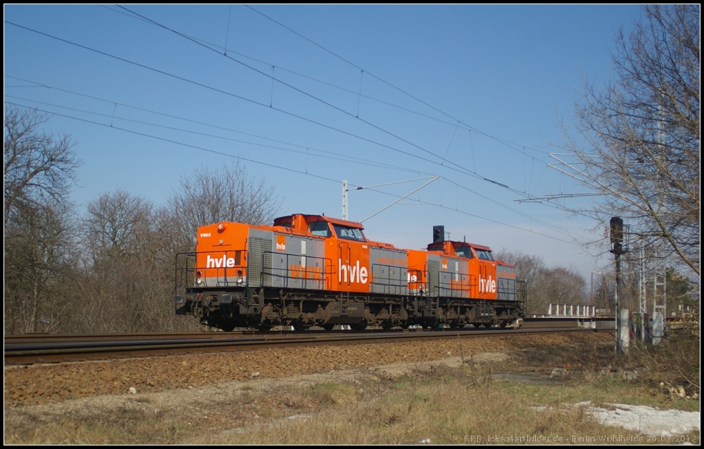 hvle V 160.5 / 203 143 und hvle V160.7 am 24.03.2012 in der Berliner Wuhlheide