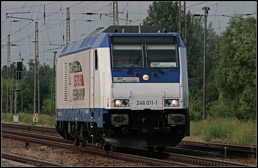IGT 246 011-1 beim Umsetzen (92 80 1246 011-1 D-IGT, ex S�dOstBayernBahn, ex ITL, gesehen Wustermark-Priort 10.06.2010)
