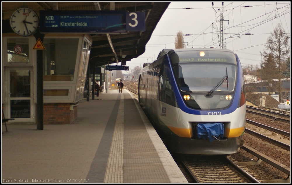 NEB VT 643.16 / 643 372 als RB27 Klosterfelde am 08.04.2013 in Berlin-Karow