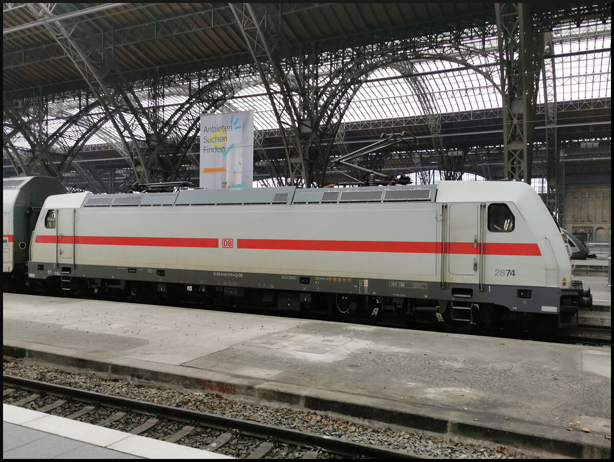 DB Fernverkehr 146 576 stand am 20.03.2023 mit einem Dosto-IC im Leipziger Hauptbahnhof (91 80 6146 576-4 D-DB)
