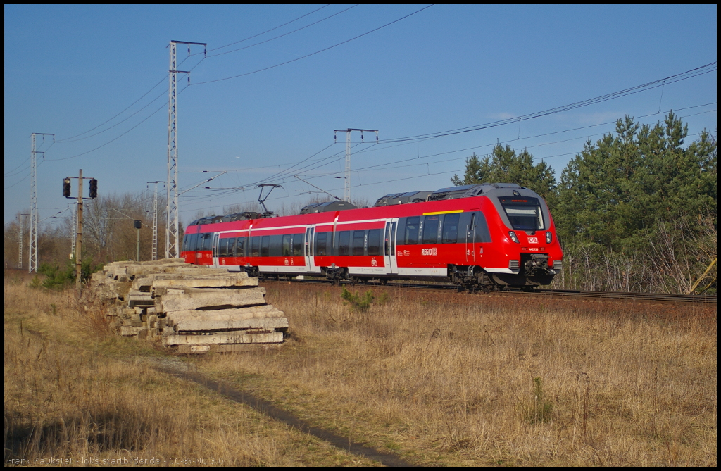 DB Regio 442 138 am 20.03.2014 auf Dienstfahrt nach Sch�nefeld durch die Berliner Wuhlheide