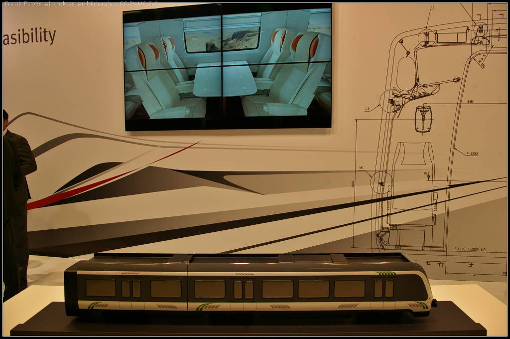 In Zusammenarbeit mit Ansaldo Breda entwickelte Giugiaro Design die Metro von Riyadh in Saudi Arabien. Ein Modell wurde auf dem Stand w�hrend der InnoTrans 2014 in Berlin gezeigt