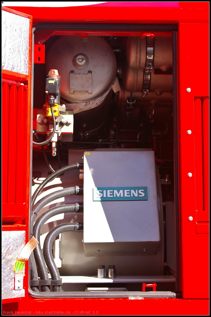 Unter dem Bleckkleid der tschechischen 794 001-8 findet sich bew�hrte Technik, so wie hier von Siemens. Die Lok war zur InnoTrans 2014 in Berlin ausgestellt