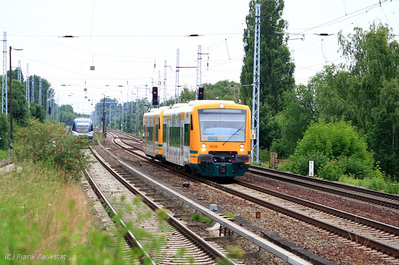 ODEG VT650.58 als OE60 nach Bln.-Lichtenberg. Ein besonderer Gru� an den Tf f�r das Fernlicht! (Berlin Karow, 15.06.2009)