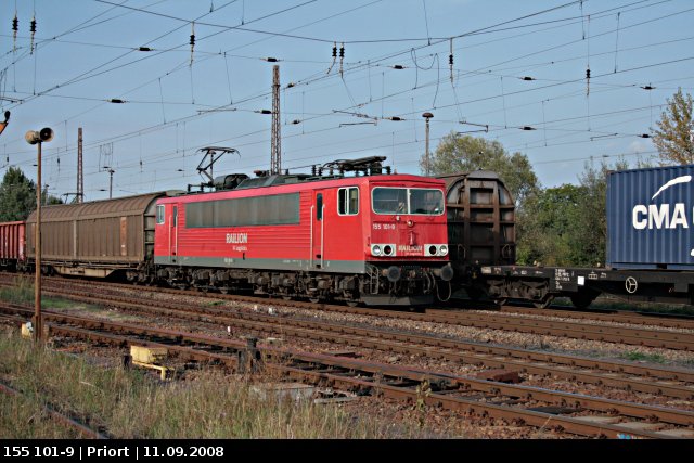 RAILION Logistics 155 101-9 mit gemischtem G�terzug (Priort, 11.09.2008)