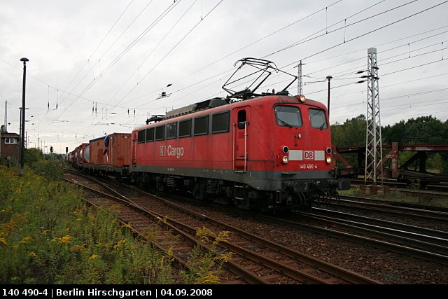 Raillion 140 490-4 mit Containerzug (Berlin Hirschgarten, 04.09.2008)
<br><br>
- Update: 05/2015 in Rostock-Seehafen z; ++ 24.03.2016