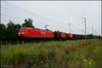 RAILION Logistics 145 062-6 mit Container-Zug bei tr�ben und regnerischem Wetter unterwegs (DB Schenker Rail Deutschland AG, gesichtet Berlin Wuhlheide 18.07.2009 - Update: In Rostock-Seehafen zI; 03.08.2012 in Rostock-Seehafen z; 11.09.2012 wiD)