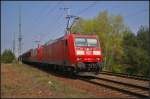 DB Schenker 185 057-7 mit 185 186 und Falns in Berlin Wuhlheide, 24.04.2015
