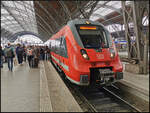 Als  Dampfloktreffen  im Display war DB Regio 442 311 im Leipziger Hbf eingetroffen.