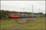 DB Schenker 155 210-8 am 10.05.2012 mit PKP-Sch�ttgutwagen in Berlin Wuhlheide    Update: 2015 in Senftenberg z; 2015 �berf�hrt nach Rostock-Seehafen; 24.08.2015 in Opladen verschrottet