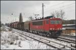 DB Schenker 155 158-9 mit einem Coilzug am 21.02.2013 H�he Berlin-Karow
<br><br>
- Update: ++ 05.2018 bei Fa. Bender, Opladen