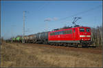 (Archiv) Die blitzblanke DB Schenker 151 008-0 war mit einem Kesselwagenzug am 22.03.2012 in der Berliner Wuhlheide unterwegs.
<br>
++ 02.10.2019 bei Bender, Opladen