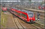 DB Regio 442 151-7 bei der Einfahrt in Dresden Hauptbahnhof am 12.04.2014
