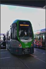 Der von Vossloh Kiepe und HeiterBlick f�r die �stra in Hannover gebaute TW 3000 (LRV) auf der InnoTrans 2014 in Berlin.