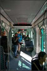 Innenraum an den T�ren der Skoda ForCity Classic f�r die t�rkische Stadt Konya, die auf der InnoTrans 2014 ausgestellt war.