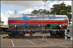 InnoTrans 2016 in Berlin: Ein Beh�lterwagenwagen mit einem Fassungsverm�gen von 42 m3 f�r den Transport von 'Molten Sulphur X' stellte die Moskauer Firma MC RailTransHolding LLC auf der Messe vor.