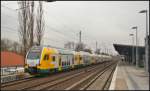 ODEG ET 445.104 mit dem Schadzug ET 445.103 am 18.02.2013 auf dem Weg nach Eberswalde H�he Berlin-Karow